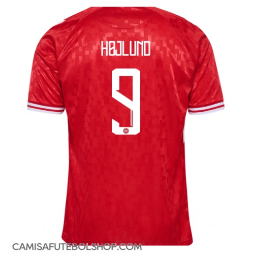 Camisa de time de futebol Dinamarca Rasmus Hojlund #9 Replicas 1º Equipamento Europeu 2024 Manga Curta